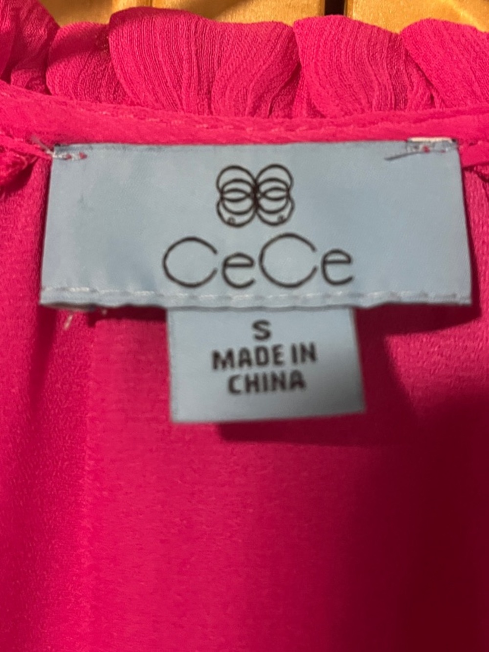 CeCe Bright Fuchsia Ruffled Tie-Neck Blouse - Picture 2 of 5